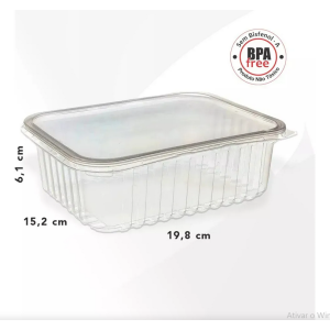 Pote Retangular Marmita Comida fit Congelar 1000ml- 24und