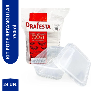 Pote PP Retangular Tampa Freezer Microondas 750ml Prafesta 